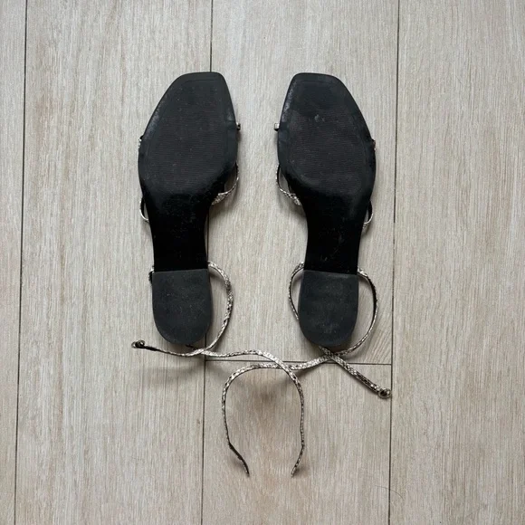 Mango White and Gray Snakeskin Sandals Elegant Strappy Design - Picture 5 of 5